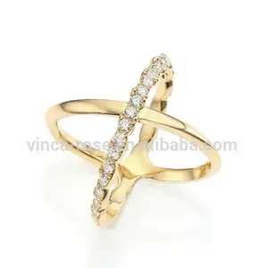 High quality cross design X ring jewelry amazon online shop 18k gold finger ring