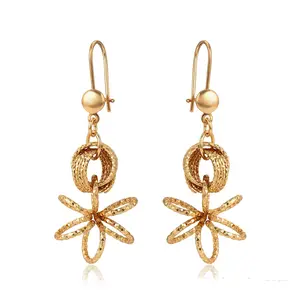 97666 Xuping jewelry fashion simple design, 18k gold color korean style women drop earrings