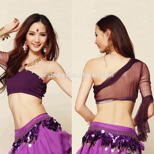 Bestdance 8 couleurs danse du ventre en mousseline <span class=keywords><strong>de</strong></span> soie danseuse Costume haut <span class=keywords><strong>de</strong></span> danse pratique Performance haut - Product Image 5