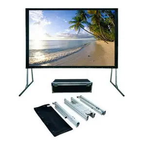 Snelle Opvouwbare Draagbare Projector Screen Verstelbare Stand Benen Voor Outdoor Movie Theater Met Stand Benen En Flight Case