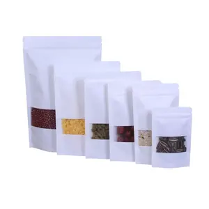 Food Grade Kraft Paper Ziplock Zipper Snack Coffee Daily Product Standup Pouches Packaging Pouch Sugar White Sand Bag 50kg