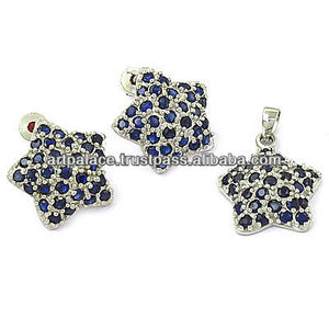 Juego de colgante clásico de Plata de Ley 925 hecho a mano, piedras preciosas de iolita para bodas, aniversarios, compromisos, Idea de regalo perfecta - Product Image 1