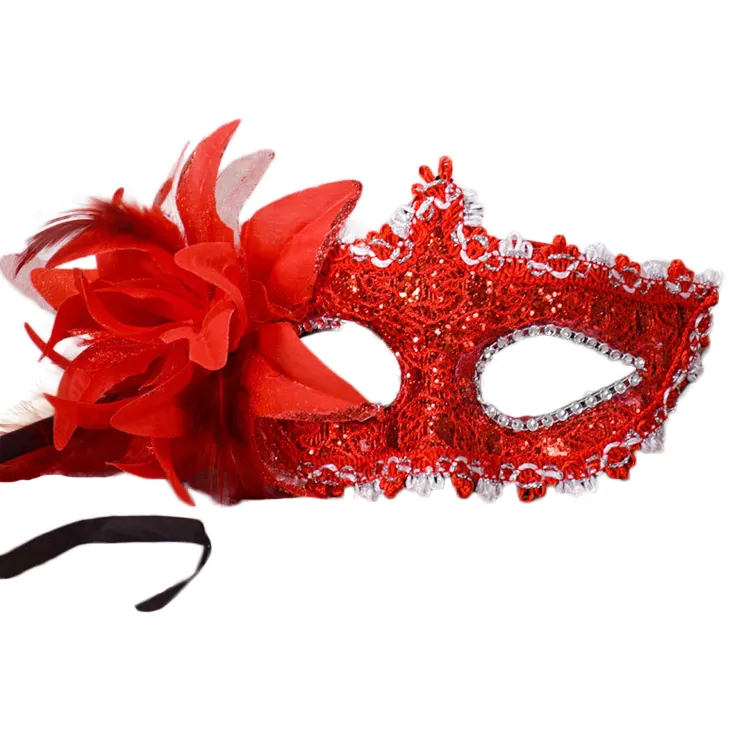 Envío gratuito venta al por mayor caliente de encaje máscara de bola de Mascarada carnaval máscara roja