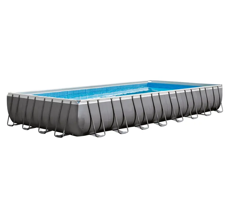 INTEX 26356 Ultra Xtr ชุดสระว่ายน้ำสี่เหลี่ยมผืนผ้า,ความทนทานของสวนกรอบใหญ่สระว่ายน้ำเหล็กกลางแจ้งเหนือพื้นดินกรอบสระ