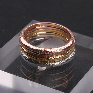 El más nuevo diseño oro rosa sistema del anillo de pila helado 3 colores anillo apilable - Product Image 3