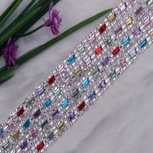Grosir Kristal Berlian Imitasi Rantai Pemangkasan Pengantin Sash Berlian Imitasi Trim Applique Sabuk Pernikahan Aksesoris Garmen RC70540