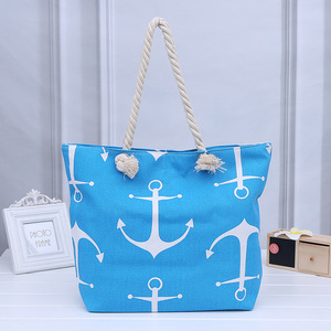 El más nuevo diseño lindo <span class=keywords><strong>del</strong></span> ancla <span class=keywords><strong>del</strong></span> barco de algodón manija de la cuerda bolsa de lona - Product Image 1