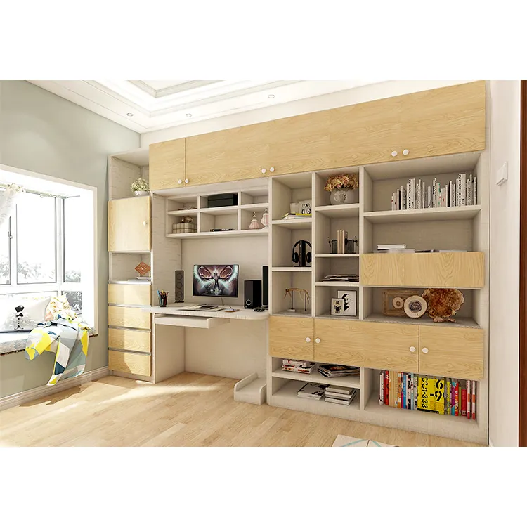 Kejahome Lacquer Modern Floor Office Glass Bookcase Vintage Living Room Furniture Children Small Wall Wooden Bookshelf