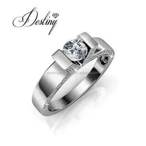 Sterling Silver 925 Premium Austrian Crystal Jewelry Engagement Venus Ring For Women with 18K Gold Plated Destiny Jewellery
