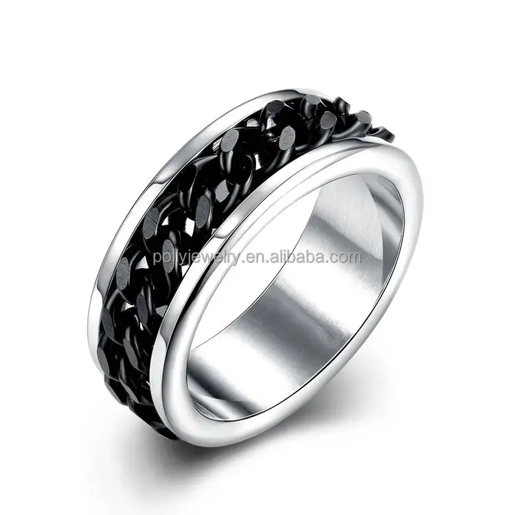 Модное мужское кольцо в стиле панк-рок, аксессуары из нержавеющей стали, Черная Цепь, кольца-Спиннер для вечеринки для мальчиков