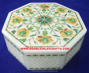 White Marble Inlay Jewelry <b>Box</b> - Product Image 1