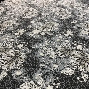 Düğün elbisesi yapma ağır sequins boncuk nakış dantel kumaş