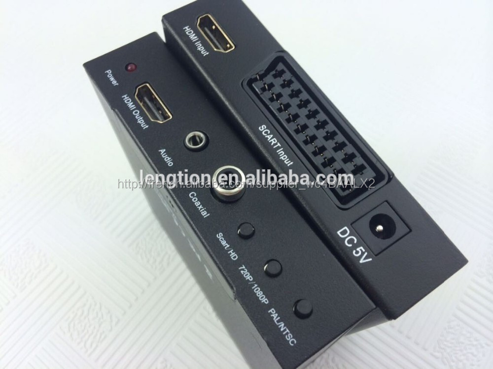 Pal / NTSC SCART / HDMI vers HDMI Video Converter Box 720 P 1080 P avec Scaler 3.5 mm & Coaxial Audio sortie pour les