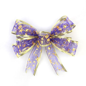 Tren baru pita hias Natal Organza pita bermata-kawat berkilau pita dekorasi elegan untuk dekorasi perayaan - Product Image 5
