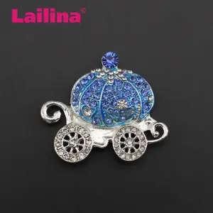 Alloy Colorful Rhinestone Cinderella Pumpkin Carriage Button with bar Fashion Jewelry brooch