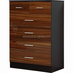Noce Del Corpo di Alta Gloss Nero Anteriore 6 Cassetti 4 + 2 cassetto