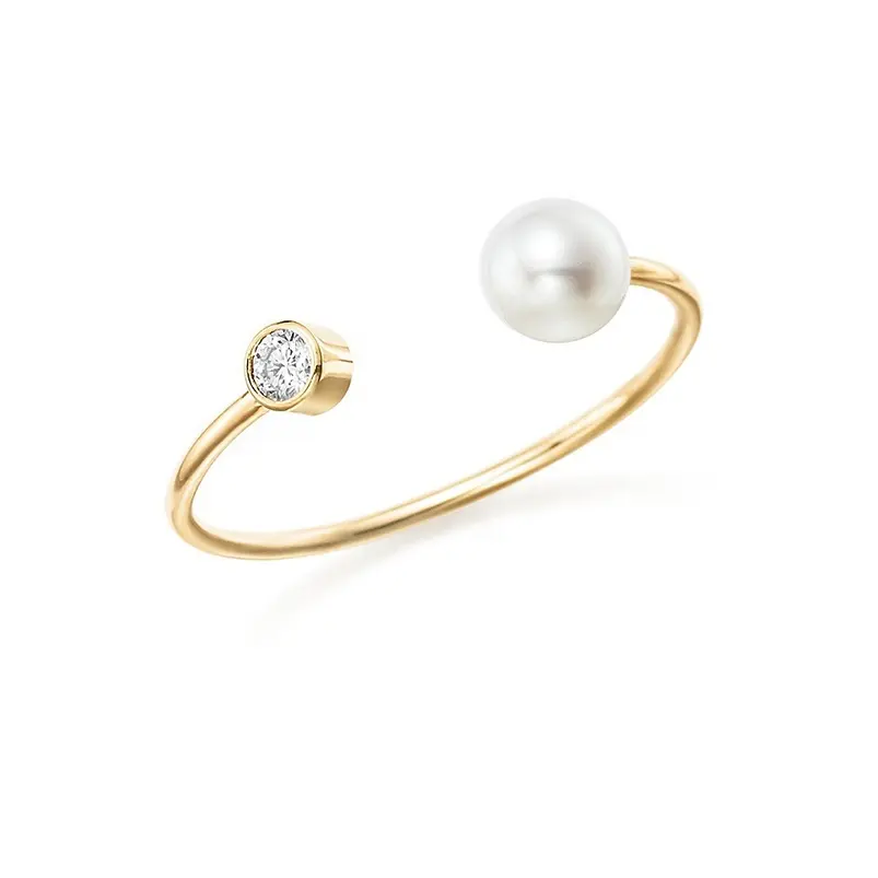 24K gold plated diamond jewelry latest sterling silver pearl ring settings