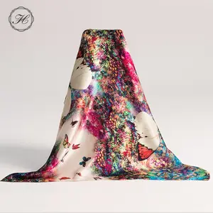 工厂供应商高品质批发可定制100% 真丝绸缎围巾女士设计师丝巾