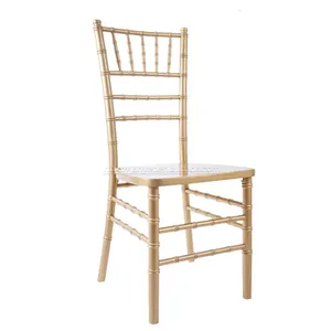 उच्च गुणवत्ता राल टिफ़नी शादी Stackable Chiavari गोल्ड चेयर