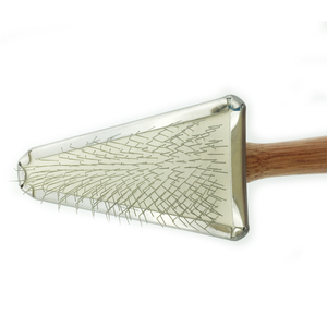 Brosse autonettoyante de petite taille pour animaux de compagnie avec manche en bois pour le toilettage des animaux de compagnie - Product Image 2