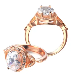 Factory On Stock Oval Shaped Stone S926 Rose Gold Finger Ring
