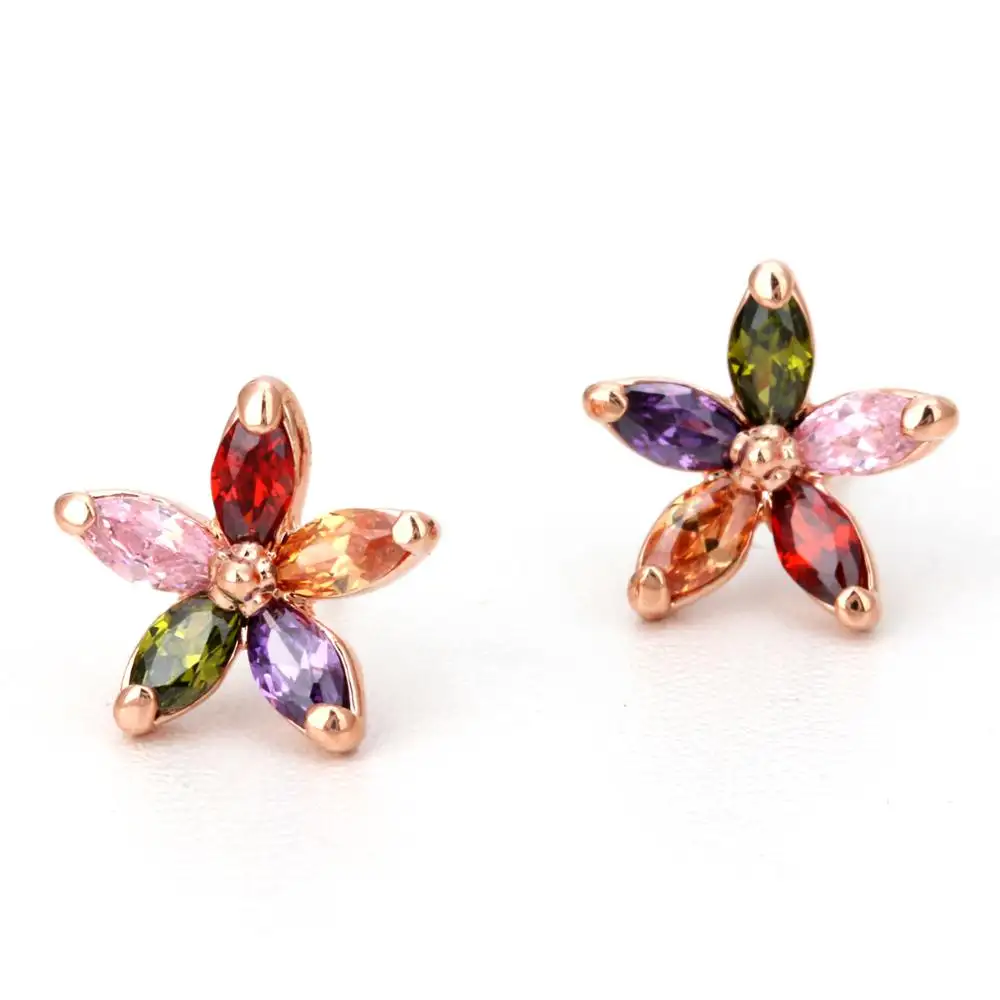 Mijia E007 — boucles d'oreilles multicolores, or Rose, véritable cristal autrichien, vente en gros