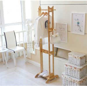 Semplice verticale Gancio di Bambù Naturale Hat Coat Rack - Product Image 1