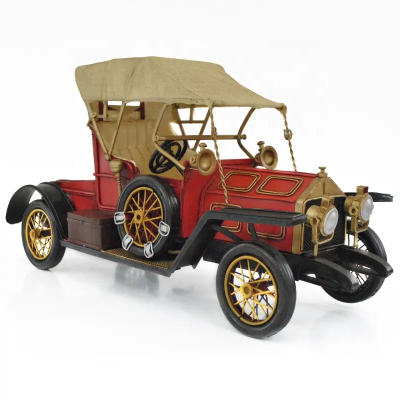 1910 rosso 1:12 scala antico classico auto d'epoca giocattoli modello retrò battuto a mano in metallo artigianato per la casa/Pub/Cafe decorazione