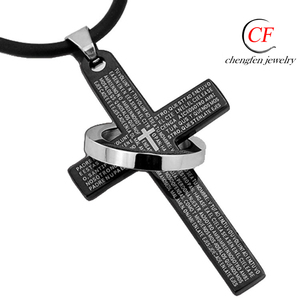 Collar con colgante religioso de circonia cúbica para hombre, collar de acero inoxidable con diseño de pareja de Jesús, bambú - Product Image 3