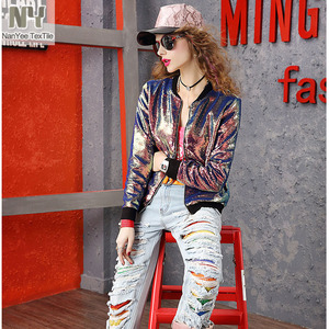 Nanyee textil cobre Color iridiscente Micro chaqueta de lentejuelas de tela - Product Image 3