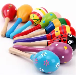 Yüksek kalite özel mini çocuk güvenli müzik ahşap 11cm 19cm 21cm oyuncak maracas