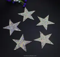 Hotfix crystal rhinestone star patch applique in rilievo di colore lucido AB per i vestiti