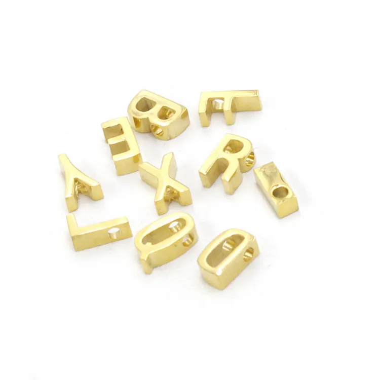 Stainless steel gold plated alphabet letter charms