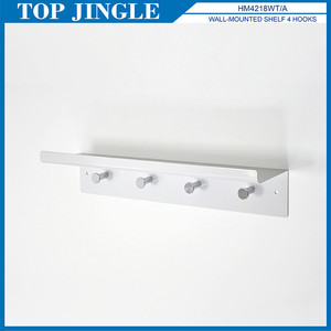 Metal Wall Mounted White Color 4 Hanging <b>Hooks</b> - Product Image 4