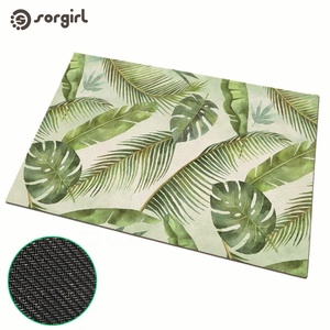 Alfombrilla de goma natural para puerta de <span class=keywords><strong>coco</strong></span>, hoja verde, planta verde, soporte impreso personalizado, transferencia por sublimación, tela blanca no tejida - Product Image 3