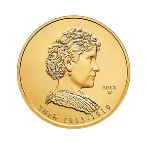 Nuevo barato promocional de presión hidráulica de acero inoxidable de imitación chapado en oro de 3d monedas de recuerdo