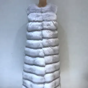 Luxury silver fox fur coat hot design lady vest
