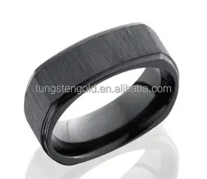 Croce raso nero zirconio polacco anello mens piazza band ring