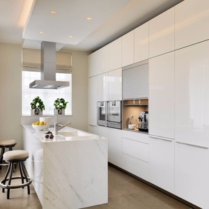 Ultimi armadi da <span class=keywords><strong>cucina</strong></span> moderni in stile europeo lucido di design <span class=keywords><strong>grigio</strong></span> blu bluid personalizzati - Product Image 3