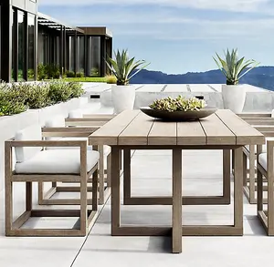 Luxus Teak Garten Eiche Möbel Sets Outdoor Teak Marmor Esstisch mit Stuhl Set
