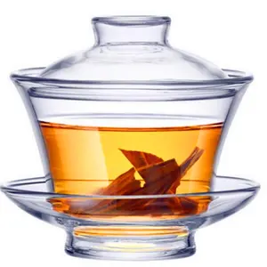 200 мл Прозрачный чайник из боросиликатного стекла Gaiwan чайная чашка с блюдцем