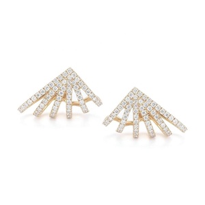 LOZRUNVE gioiello turco 925 argento oro 18k zirconi nuovi orecchini a ventaglio moda - Product Image 1