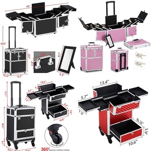 De <span class=keywords><strong>maquillaje</strong></span> de uñas caso profesional de <span class=keywords><strong>maquillaje</strong></span> de aluminio laminación de carro cosméticos tren caso de exhibición con cajones - Product Image 5