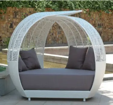 Горячая Распродажа, удобная уличная Солнцезащитная кровать из ротанга в форме яблока, шезлонг, мебель для отдыха