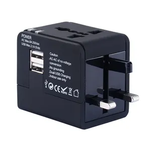 Quốc tế 2 USB chúng tôi UK AUS EU cắm tất cả trong một tường sạc phổ Travel Adapter