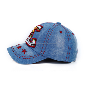 Logo embroidery applique denim baseball Trucker 6 panel caps and Hatter os's Promotional hatter - Product Image 5