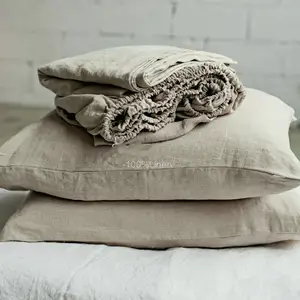 Juego de Ropa de Cama de Lino para Hotel al por Mayor: Funda de Almohada y Sábana Ajustable - Product Image 1