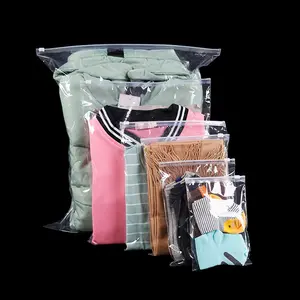 Özel şeffaf plastik elbise gömlek Hoodie paketleme kaymak fermuarlı çantalar kilitli giysi ambalajı poli paket çanta toptan
