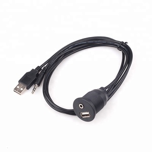 防水聚氯乙烯夹克汽车仪表板嵌入式面板安装USB 3.5毫米辅助延长线，带立体声连接器和编织屏蔽 - Product Image 3