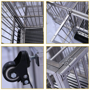 กรงสุนัขโชว์3ประตูสแตนเลสขนาดใหญ่อายุการใช้งานยาวนานรูปแบบของแข็งและถาดพลาสติก - Product Image 6